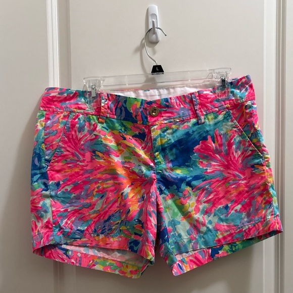 Lilly Pulitzer The Callahan Shorts Sz 8 5" Inseam Palm Beach Coral Abstract - Picture 1 of 5